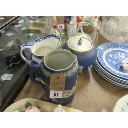 61 - WEDGWOOD BISCUIT BARREL JUG AND ANOTHER