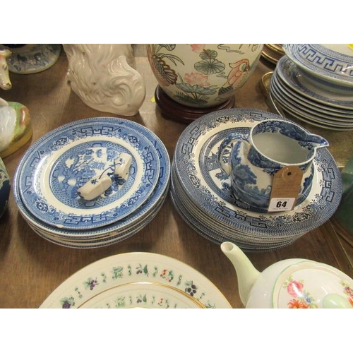 64 - QUANTITY OF BLUE AND WHITE CERAMICS INCLUDING COPELAND SPODE