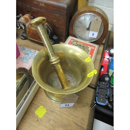 11 - BRASS PESTLE AND MORTAR