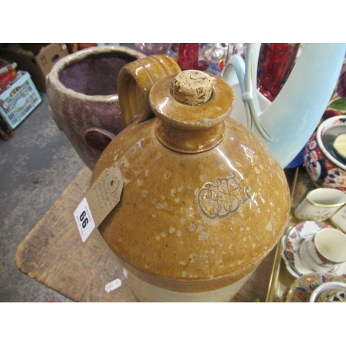 66 - STONEWARE FLAGON AND TWO VASES