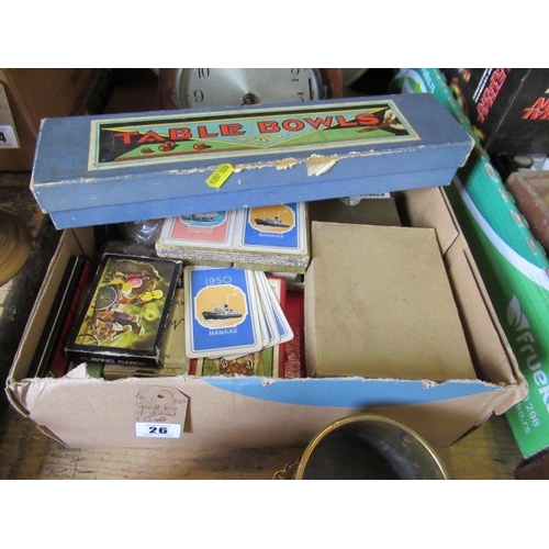 26 - SMALL BOX OF GAMES AND CARDS