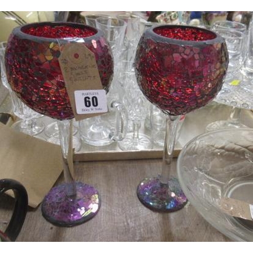 60 - TWO DECORATIVE GLASS GOBLETS