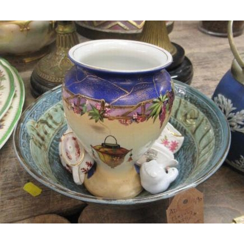 76 - BOWL VASE AND SMALL COALPORT TEAPOT ETC