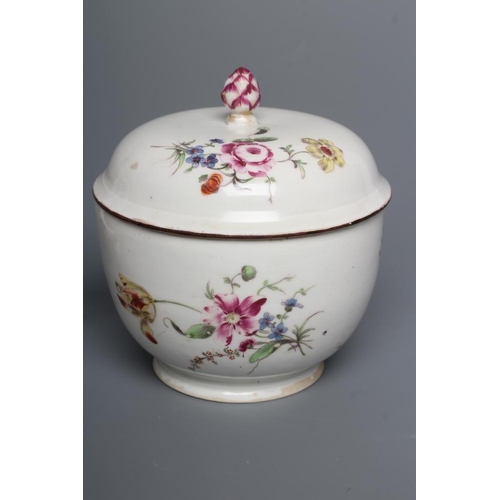 27 - A HOCHST PORCELAIN TEAPOT AND COVER, c.1760, of globular form with scroll handle and mask spout, pai... 