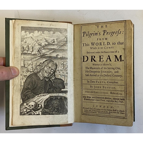 282 - JOHN BUNYAN THE PILGRIMS PROGRESS, 1728, J Clarke, 22nd Edition. Modern quarter sheepskin binding a... 