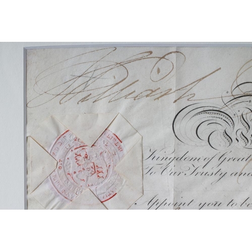 304 - ROYAL SIGNATURES, William IV, signature to printed vellum military commission, accomplished in manus... 