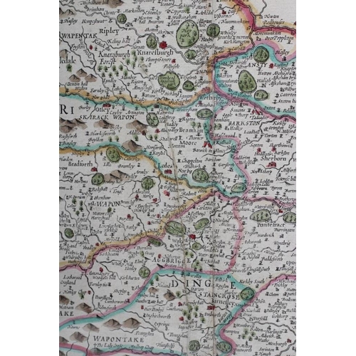 325 - JOHN SPEED (1552-1629) The West Riding of Yorkshire, hand coloured engraved map, 1676 edition, with ... 