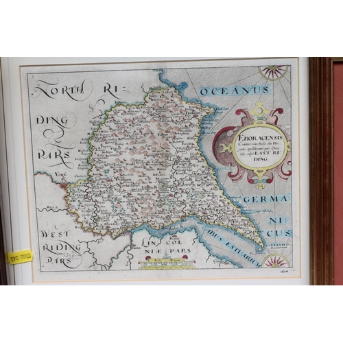 331 - SAXON AND HOLE 16/17th CENTURY, YORKSHIRE WEST RIDING, hand coloured engraved map, 1610 edition, 10 ... 