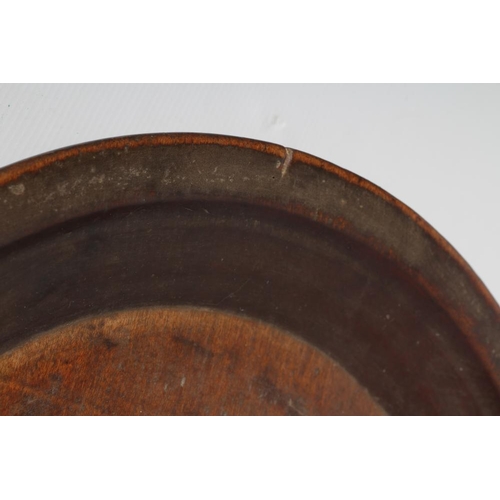 382 - A LARGE TURNED WOOD PLATTER of circular form, 23