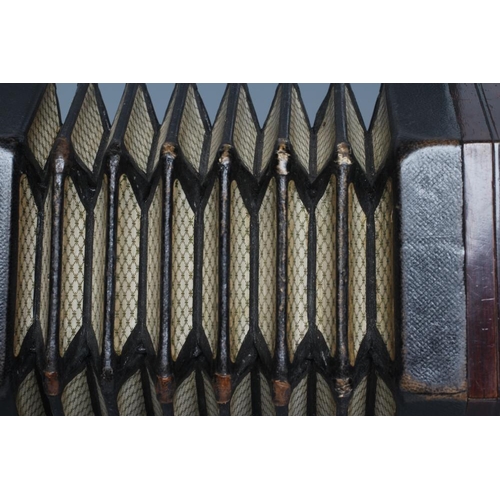 386 - A LACHENAL & CO. CONCERTINA of typical hexagonal form, with fret carved scroll design to both ends, ... 