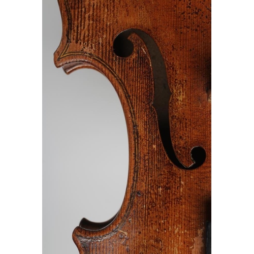 391 - A VIOLIN, probably Mircourt, France, 19th century, with one piece back, inlaid purfling, notched sou... 