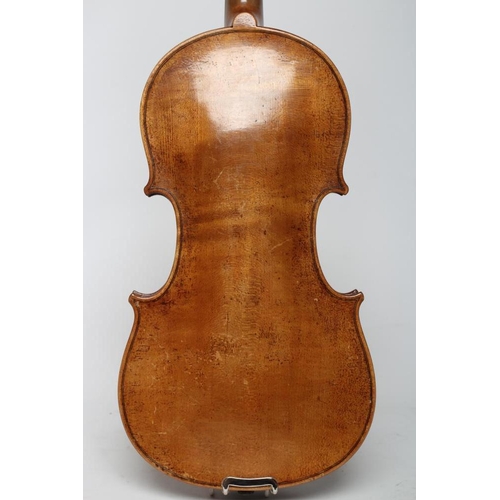 391 - A VIOLIN, probably Mircourt, France, 19th century, with one piece back, inlaid purfling, notched sou... 