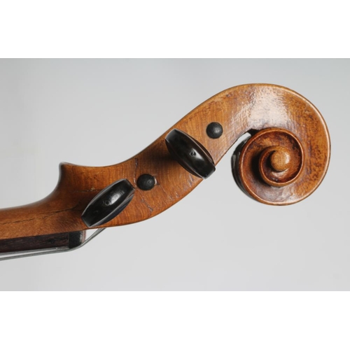 391 - A VIOLIN, probably Mircourt, France, 19th century, with one piece back, inlaid purfling, notched sou... 