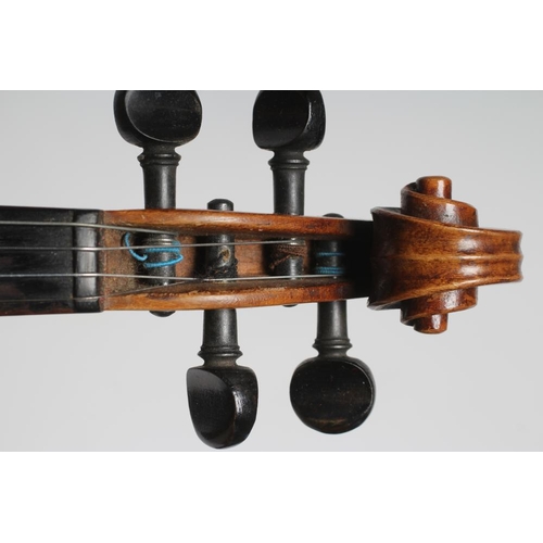 391 - A VIOLIN, probably Mircourt, France, 19th century, with one piece back, inlaid purfling, notched sou... 