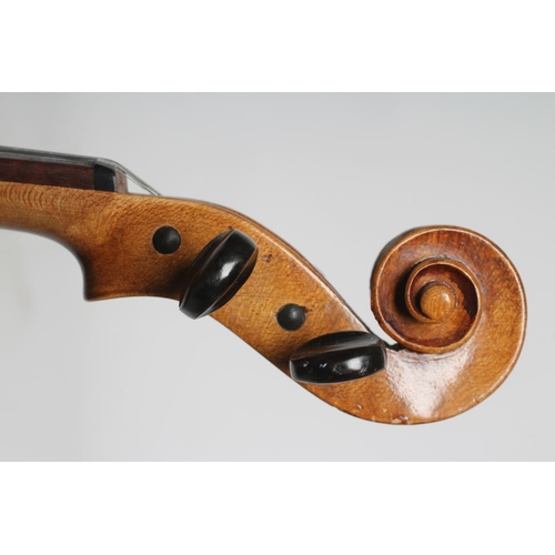 391 - A VIOLIN, probably Mircourt, France, 19th century, with one piece back, inlaid purfling, notched sou... 