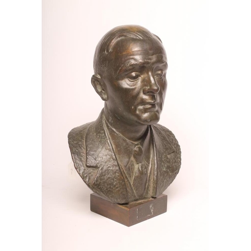 421 - AFTER ROBERT JACKSON EMERSON (1878-1944) Head of a Man, bronze, signed and dated 1943, green patinat... 