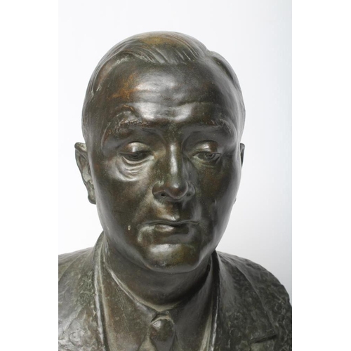 421 - AFTER ROBERT JACKSON EMERSON (1878-1944) Head of a Man, bronze, signed and dated 1943, green patinat... 