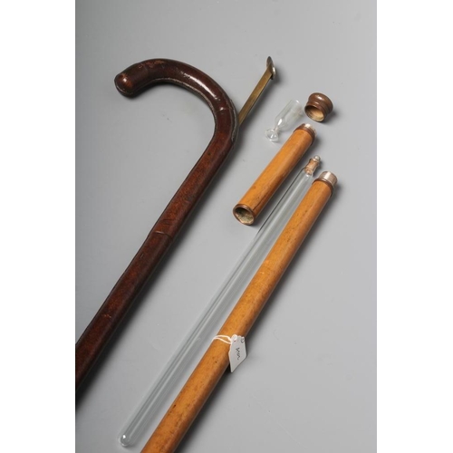 A HORSE MEASURING STICK by Arnold & Sons, London, wrapped in leather with  white metal cap etched wit