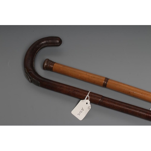 A HORSE MEASURING STICK by Arnold & Sons, London, wrapped in leather with  white metal cap etched wit