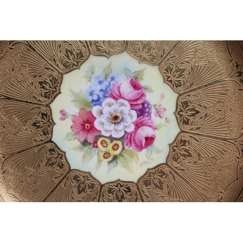 51 - A ROYAL WORCESTER CHINA CABINET PLATE, 1953, of lobed circular form, centrally painted in polychrome... 