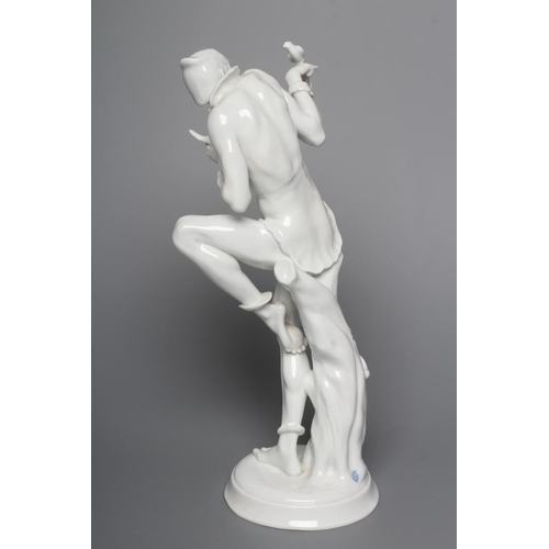 86 - AFTER GUSTAV OPPEL - a Volkstedt blanc-de-chine porcelain figure, mid 20th century, modelled as Meph... 