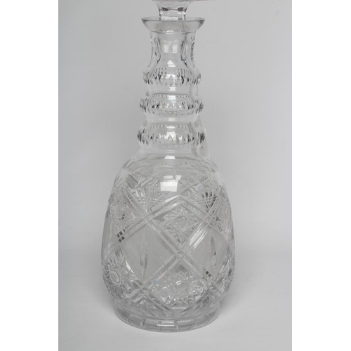 91 - A LARGE CLEAR GLASS FLACON AND STOPPER, 20th century, the 13