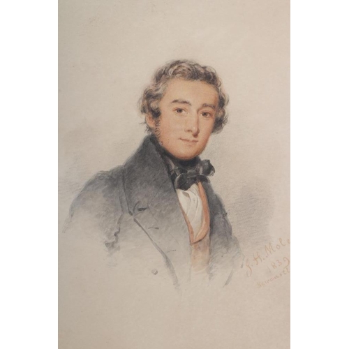 634 - JOHN HENRY MOLE (1814-1886) Portrait of Edward Chambers Snr., watercolour, miniature, signed and dat... 