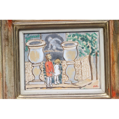 638 - CHARLES S HIGGINS PIC (1893-1980) Children in a Garden, mixed media, signed, 5 1/4