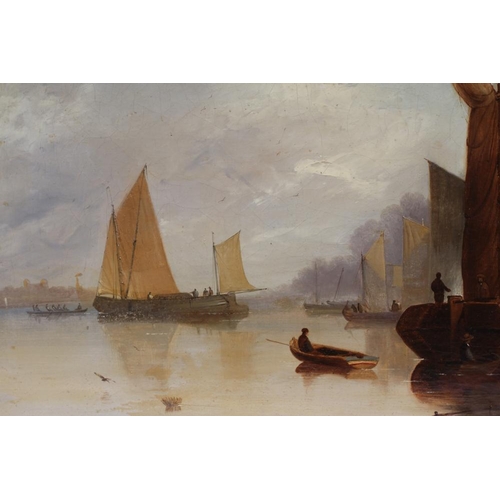 659 - DUTCH SCHOOL (19th century) Estuary Scene with Fishing Boats, oil on canvas, unsigned, 18