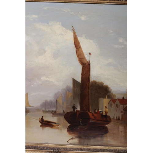 659 - DUTCH SCHOOL (19th century) Estuary Scene with Fishing Boats, oil on canvas, unsigned, 18