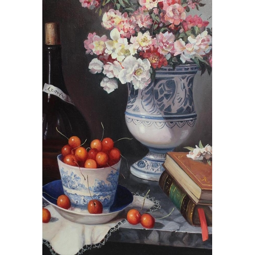 661 - PAUL MORGAN (b.1940) Still Life with Fruit and Flowers, a pair, oil on board, signed, 16