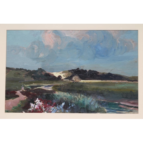 663 - HAL HURST (1865-1938) Estuary Scene, oil on paper, signed, 10 3/4