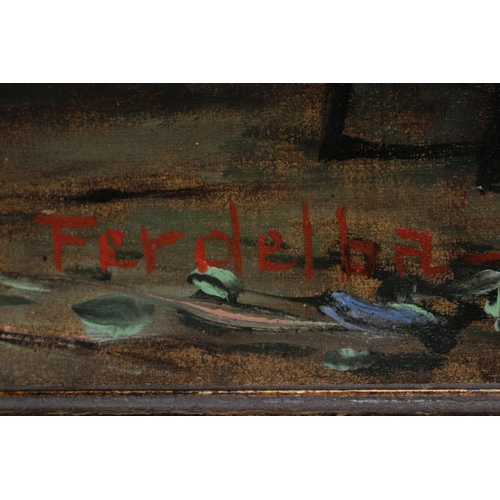 664 - MARIO FERDELBA (Italian 1897-1971) Street Scenes Alassio, a pair, oil on canvas, signed, inscribed t... 