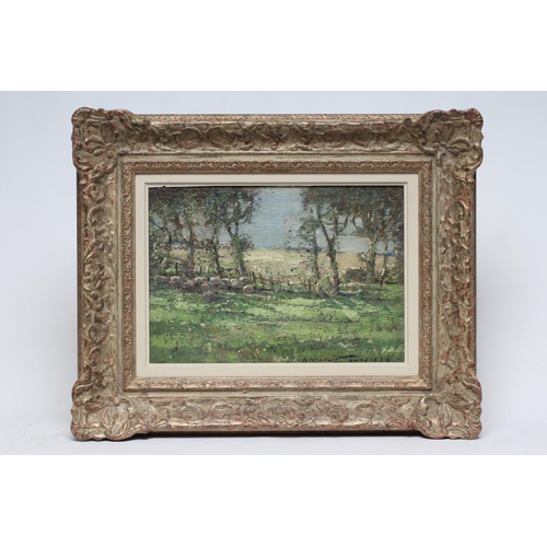 715 - KERSHAW SCHOFIELD (1872-1941) Summer Pasture with Sheep, oil on board, signed, 9