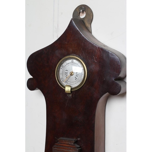 771 - A LARGE MAHOGANY WHEEL BAROMETER, 19th century, with thermometer and 12