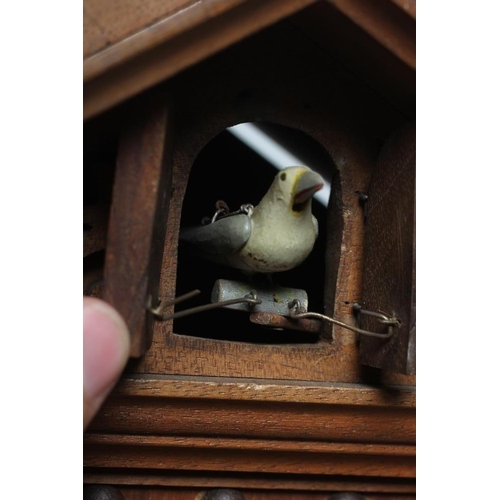 777 - A BLACK FOREST TABLE CUCKOO CLOCK, c.1900, the twin fusee movement with anchor escapement, 5 1/2