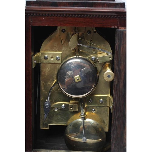 784 - A REGENCY ROSEWOOD MANTEL CLOCK, signed Grant, Fleet Street London, the twin barrel double fusee mov... 