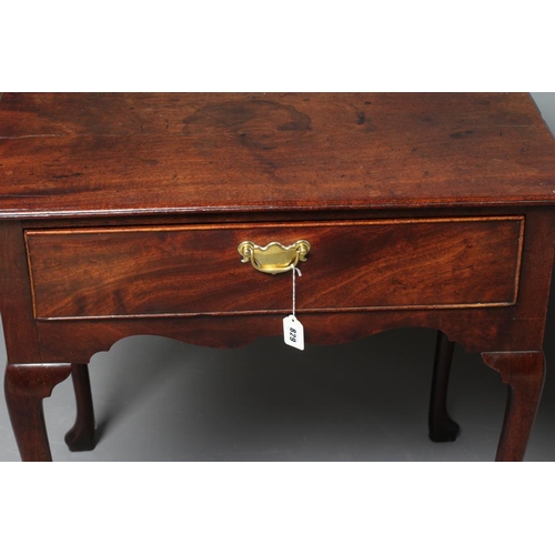 829 - A GEORGIAN MAHOGANY SIDE TABLE, mid 18th century, the moulded edged rounded oblong top over waved fr... 