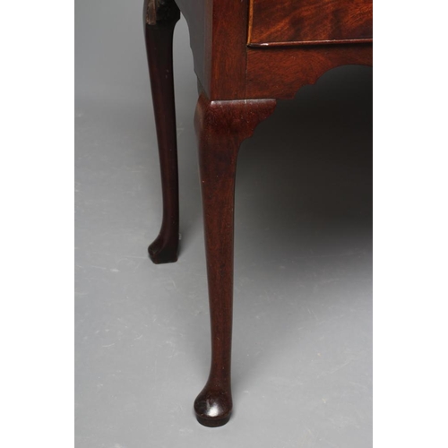 829 - A GEORGIAN MAHOGANY SIDE TABLE, mid 18th century, the moulded edged rounded oblong top over waved fr... 