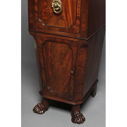 831 - A PAIR OF REGENCY MAHOGANY PEDESTALS, early 19th century, of square tapering form with waisted top, ... 