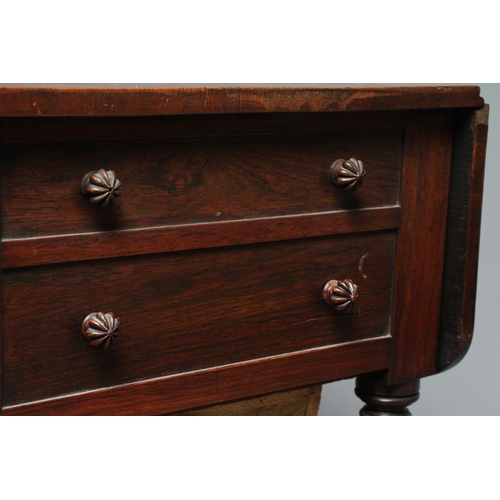 840 - A WILLIAM IV ROSEWOOD WORK TABLE, in the manner of Gillows, early 19th century, the rounded oblong t... 