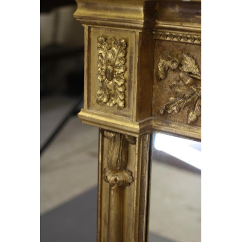 865 - A REGENCY GILT GESSO OVERMANTEL, early 19th century, of oblong inverted breakfront form, the cavetto... 