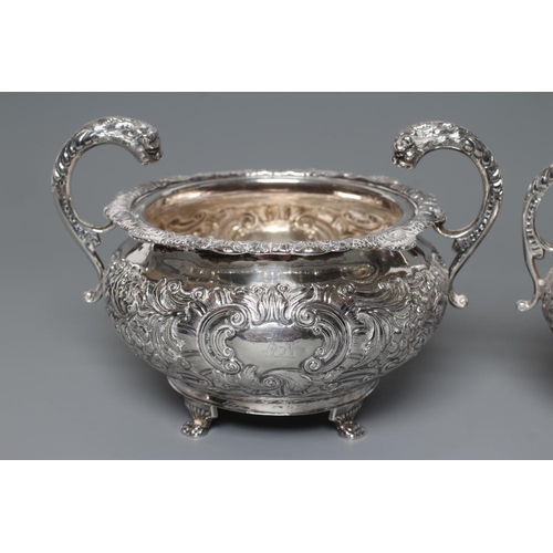 109 - A LATE GEORGE III IRISH SILVER MILK JUG AND SUGAR BOWL, maker's mark I.S. and stamped WEST, of squar... 