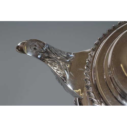 112 - A GEORGE IV SILVER TEAPOT, maker Charles Fox, London 1824, of squat semi lobed baluster form with ev... 