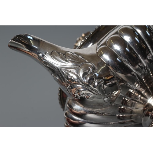 112 - A GEORGE IV SILVER TEAPOT, maker Charles Fox, London 1824, of squat semi lobed baluster form with ev... 