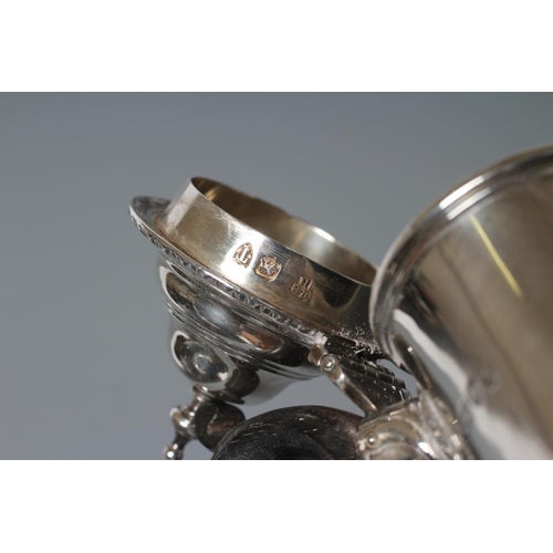 135 - A LATE VICTORIAN SILVER SMALL CAFE AU LAIT POT, maker Charles Stuart Harris, London 1894, of baluste... 