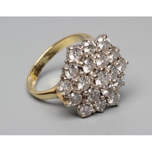 189 - A DIAMOND CLUSTER RING, the nineteen round brilliants totalling approximately 3.25cts, point set to ... 