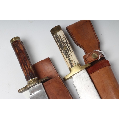 461 - TWO 20TH CENTURY BOWIE KNIVES comprising a J. Howill & Sons knife with 9 7/8