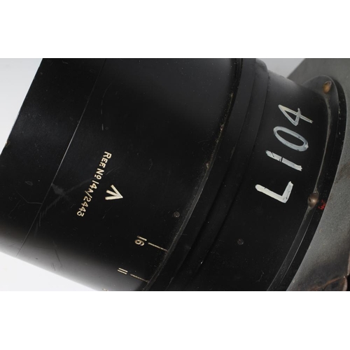 472 - A RARE WWII SPITFIRE RECONNAISSANCE LENS, stamped with broad arrows and REF. No. 14A/2443 to the sid... 