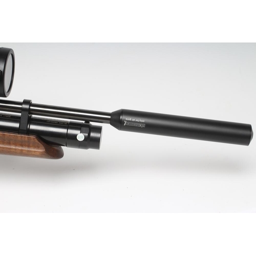 480 - A WEIHRAUCH HW100 .177 PCP AIR RIFLE, the barrel with supressor, 14 shot rotating magazine, thumbhol... 